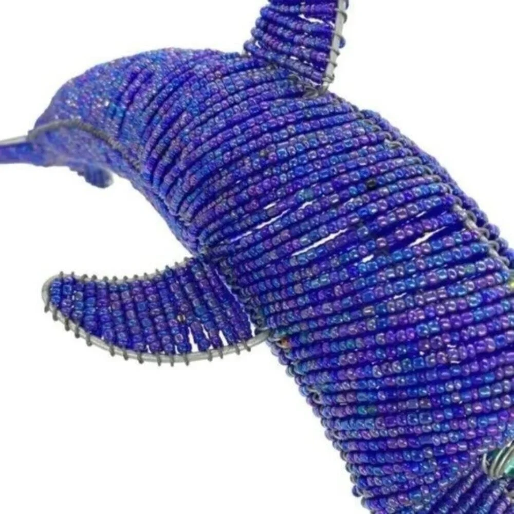 Beadworx Glass Beaded Dolphin Wire Sculpture